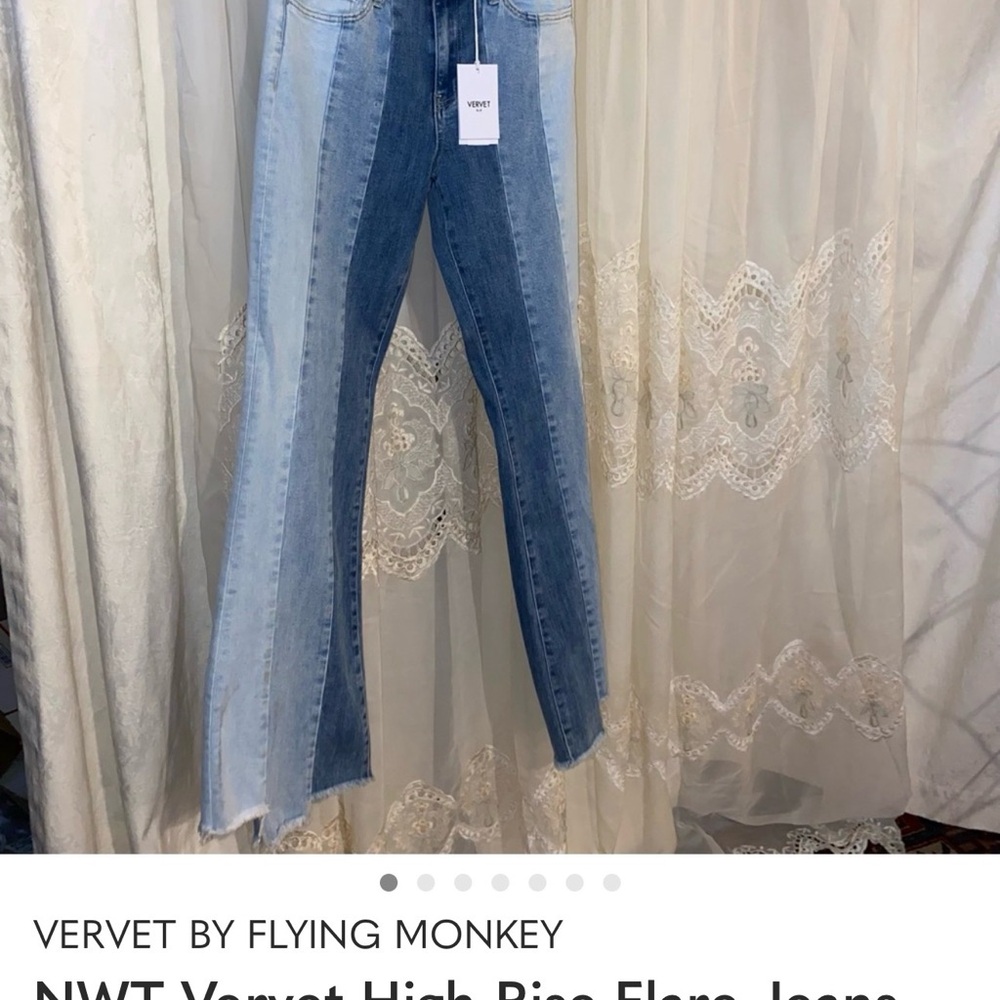 VERVET BY FLYING MONKEY Two-Tone Flare Jeans